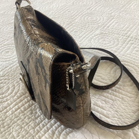 Vintage Coach Soho Snake Python Reptile Pattern Leather Crossbody Flap Bag - Picture 13 of 16